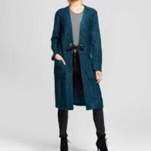 Xhilarationn Women's Sweater Coat Long Green Pockets